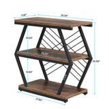 Tribesigns End Table, Industrial Side Table with 3 Storage Shelves, Wood Sofa Side Table with Geometric Metal Frame, Bedside Table for Living Room, Bedroom (1PC, Rustic Brown) Tribesigns