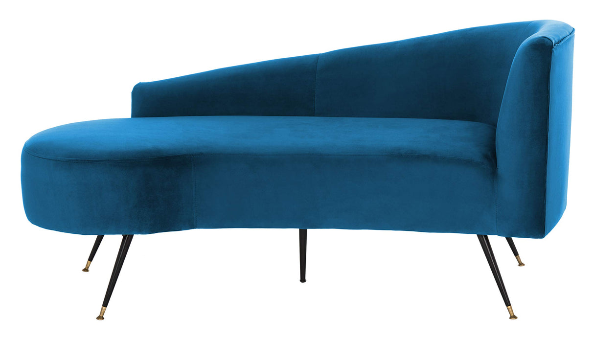 Safavieh Home Evangeline Navy Velvet Glam 57.5" Parisian Settee SAFAVIEH