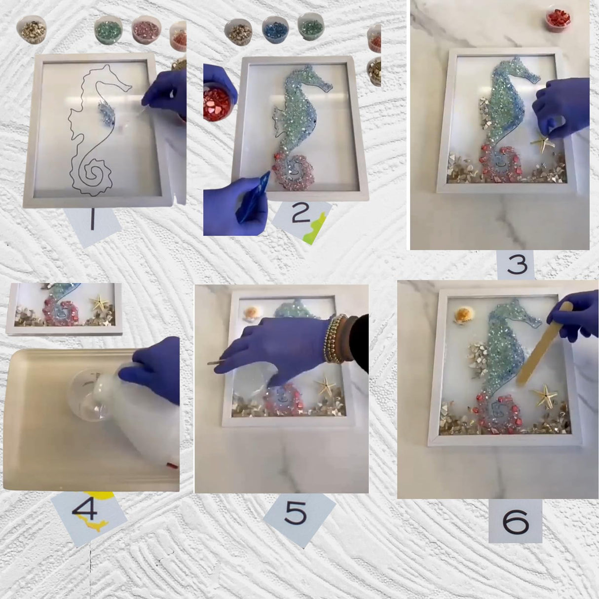 Sea Glass Art Kits, 2024 New Sea Glasss Resin Art Kits for Adults, DIY Mosaic Glass Kits, Mosaic Kits for Adults Resin Beach Art Kit for Home Decoration, Bookshelf, Office, Windowsill (G) Generic