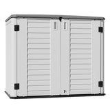 Mrosaa Outdoor Patio Storage Shed,Waterproof Horizontal Outdoor Storage Cabinet for Garbage Cans,Tools and Lawnmower Lockable(34 Cu.ft-Warm-White) Mrosaa