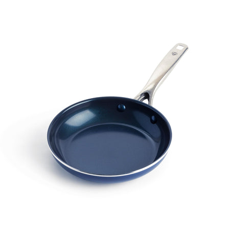 Blue Diamond Frying Pan 8” Skillet, Diamond Infused Healthy Ceramic Nonstick, PFAS and PFOA-Free, Dishwasher and Oven Safe, Even Heating, Metal Utensil Safe, Warp Control Base, Blue Blue Diamond