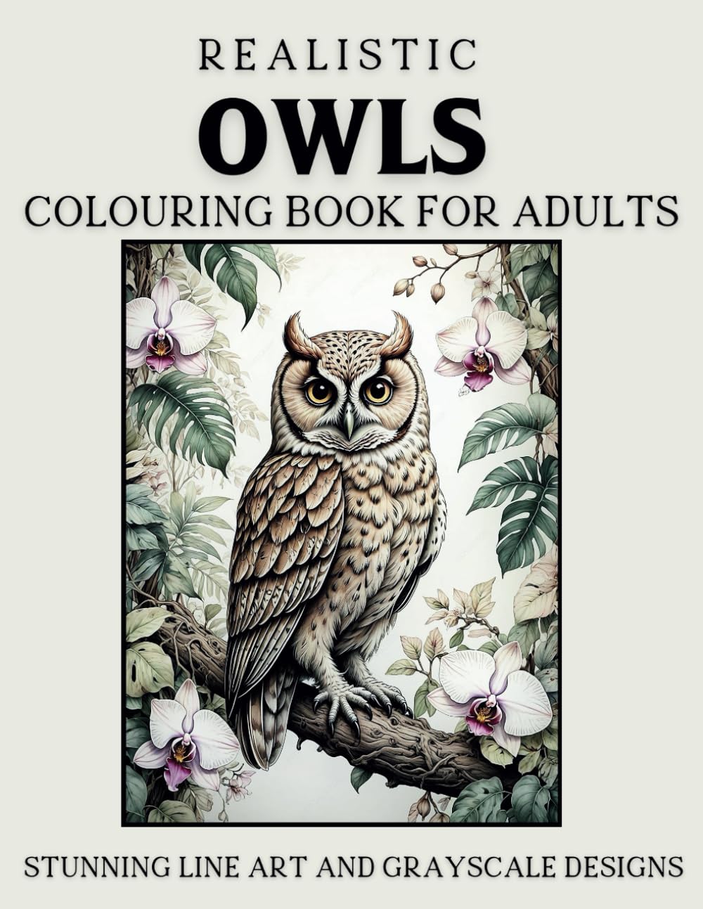Realistic Owls Colouring Book for Adults: Stunning Line Art and Grayscale Designs for Relaxation and Creativity Majosta