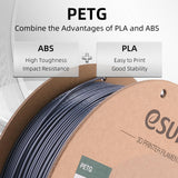 eSUN PETG Filament 1.75mm, 3D Printing Filament 1kg Spool(2.2lbs), 3D Filament 1.75mm Dimensional Accuracy +/- 0.03mm,Fit Most FDM Printers(Solid Grey) eSUN