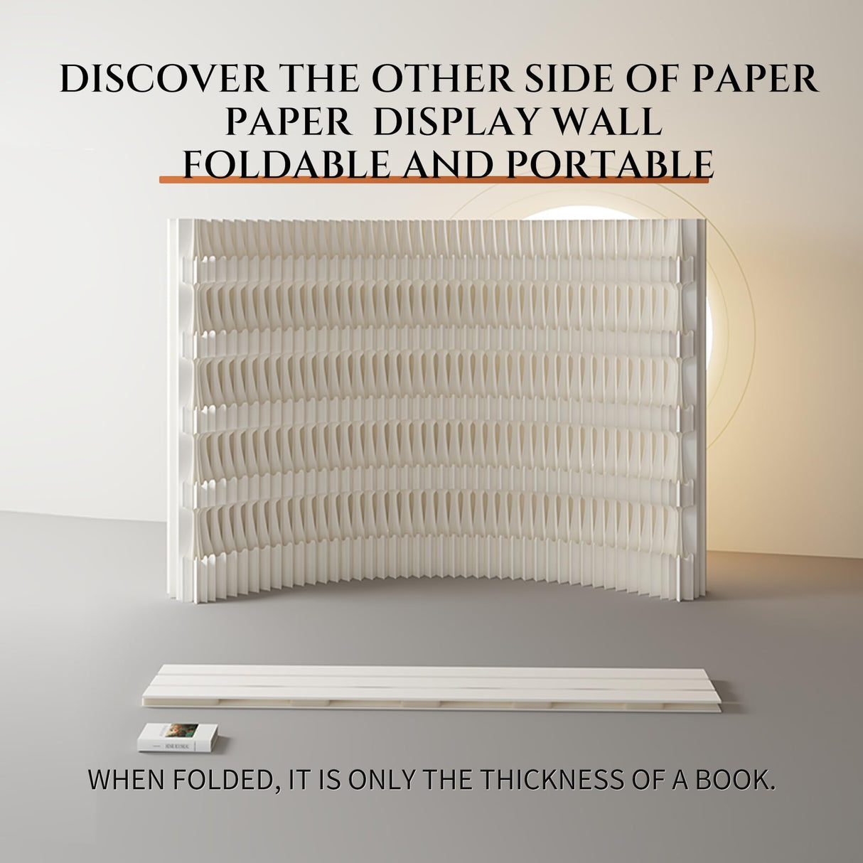 Folding Paper Room Divider Bookshelf with 3 Tier Storage Shelves, Portable DIY Decorative Privacy Screens Partition Wall for Space Separation/Home/Office/Library/Exhibition HELLOPAPO