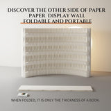 Folding Paper Room Divider Bookshelf with 3 Tier Storage Shelves, Portable DIY Decorative Privacy Screens Partition Wall for Space Separation/Home/Office/Library/Exhibition HELLOPAPO
