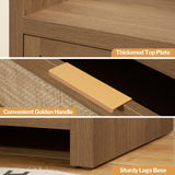 SICOTAS Dresser for Bedroom Chest of Drawers Tall Dresser with 5 Rattan Drawers Wood Dresser for Closet Boho Clothes Storage Tower Large Nightstand Sets for Living Room Hallway Nursery Entryway (2PCS) SICOTAS