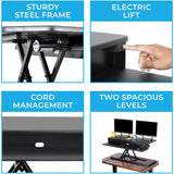 Stand Steady Flexpro Power 40 Inch Electric Standing Desk | Electric Height-Adjustable Stand up Desk | by Award Winning Holds 2 Monitors + Laptop! | Easy Quiet Adjustments! (Black) (40") Stand Steady