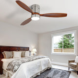 Sofucor 52 Inch Low Profile Ceiling Fan with Lights Remote Control Wood Blades Reversible DC Motor Modern Ceiling Fan for Kitchen, Bedroom, Basement, Dining, Living Room, Dark wood Sofucor