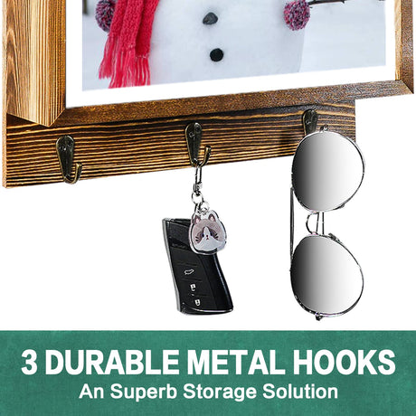 MOCAS Hidden Gun Storage, Hidden Wall Gun Safe Pistol Rack Shelf with 3 Hooks for Secret Decor Concealment Furniture, Art Storage Cabinet Wooden Storage Shelves Indoor Picture Frame MOCAS