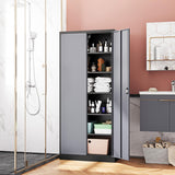 Fesbos Metal Storage Cabinet-72” Tall Steel File Cabinets with Lockable Doors and Adjustable Shelves-Black&Gray Steel Storage Cabinet for Kitchen, Office, Garage Fesbos
