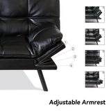 Cozysnooze Convertible Futon Sofa Bed Couch,Faux Leather Futon Sofa Couch,Memory Foam Futons,Small Splitback Modern Loveseat Sleeper Couch Bed for Living Room,Office,Apartment,Bright Black Cozysnooze