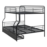 DNYN Full Over Queen Bunk Bed with Storage Drawers for Kids/Adults,Convertible Metal Bedframe w/Ladder & Safety Guardrails,No Box Spring Needed,Perfect for Dorm,Bedroom,Guest Room, Black DNYN