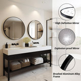 Sunniry Round Mirror 28 inch, Round Black Mirror, Round Bathroom Mirror Metal Frame, Wall Mounted Circle Mirrors for Bathroom, Living room, Hallway, Farmhouse. Sunniry
