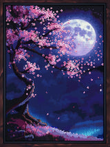 Cherry Blossom Tree Under Moonlight DIY 5D Diamond Paint Kits for Adults Round Full Drill Diamond Art Painting Easy for Beginner Gems Cross Stitch Mosaic Craft for Home Decor 12x16inch(1) Generic