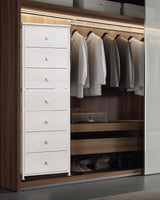 Mifuro Tall Fabric Dresser for Bedroom, Vertical Storage Organizer Tower with 7 Drawers, Chest of Drawers with Fabric Bins, Steel Frame, Wood Top for Bedroom, Closet, Entryway- White Mifuro