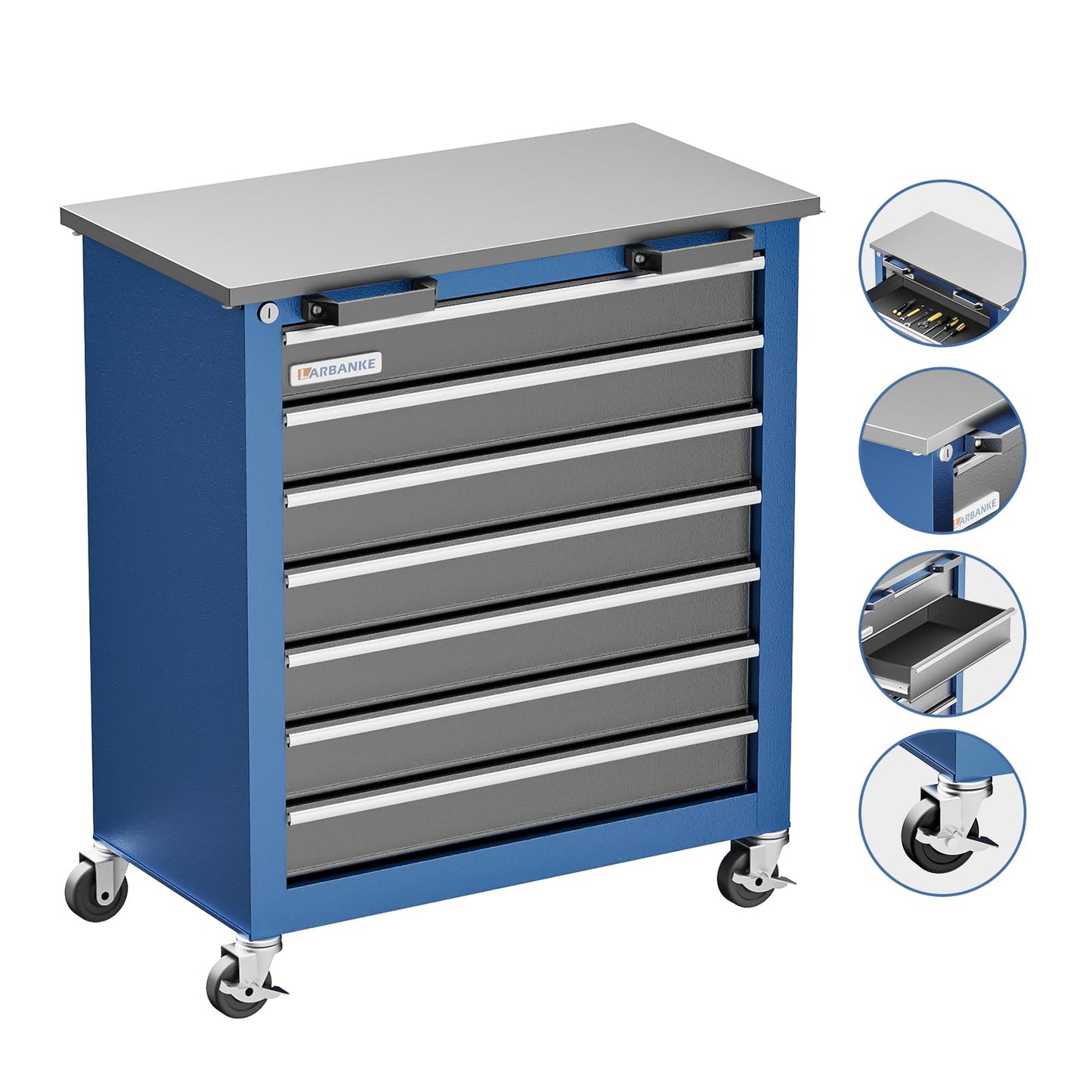 LARBANKE Combination Tool Cabinet,3 Different Types of Tool Cabinets with Connecting Buckle:5-Drawer/7-Drawer/Double-Door Tool Cabinet,Individually Usable,Large Rolling Tool Chest with Wheels - WoodArtSupply