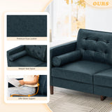 ACMEASE 67" Premium Faux Leather 2-Seater Sofa with 2 Bolster Pillows and Tufted Backrest, Mid-Century Modern Loveseat Sofa, Luxury Couch for Living Room, Bedroom, Office, Blue ACMEASE