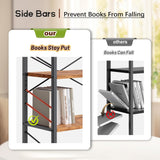 DurayLoly 5 Tier Bookshelf, Industrial Tall Bookcase, Modern Display Book Shelf with Metal Frame and Sidebars for Bedroom, Living Room and Home Office, Rustic Brown DurayLoly