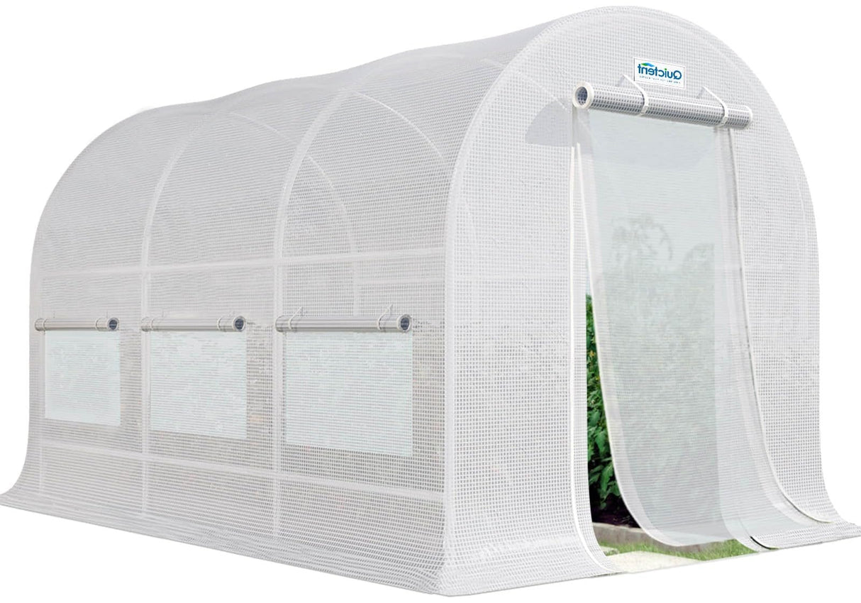 Quictent Portable Greenhouse for Outdoors, 12x7x7FT Large Walk-in Tunnel Green House for Outside, Heavy Duty Steel Frame Reinforced Cover with Screen Mesh Door Vent, Garden Plant Hot House, White Quictent