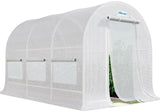 Quictent Portable Greenhouse for Outdoors, 12x7x7FT Large Walk-in Tunnel Green House for Outside, Heavy Duty Steel Frame Reinforced Cover with Screen Mesh Door Vent, Garden Plant Hot House, White Quictent
