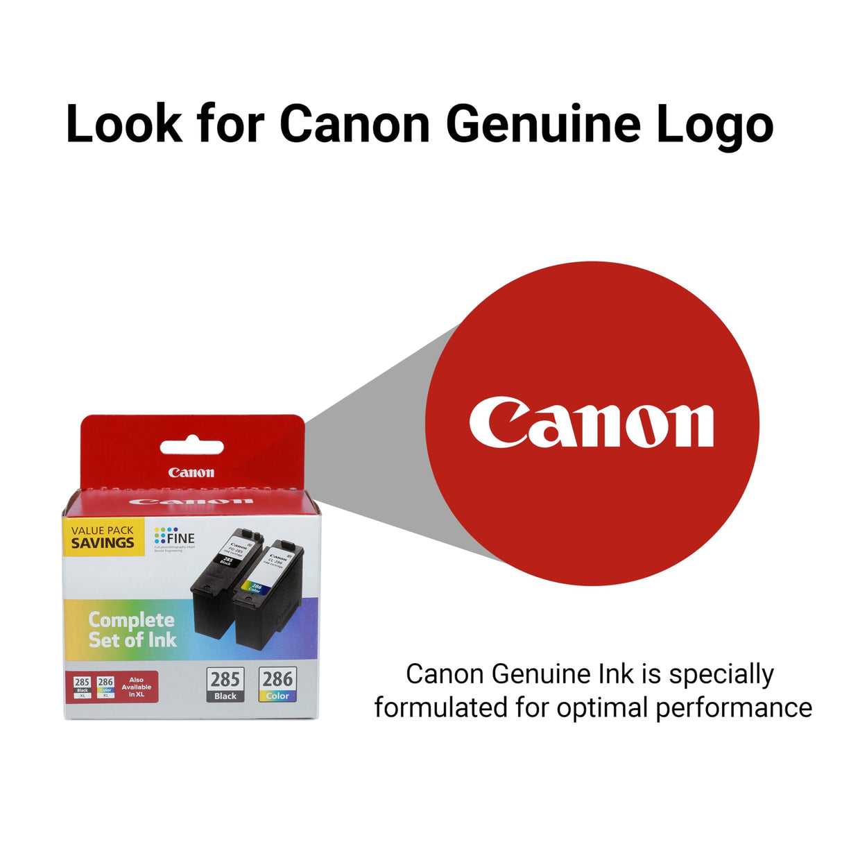 Canon® PG-285 Black/CL-286 Tri-Color Standard-Yield Ink Cartridges, Pack Of 2, 6197C004 Canon