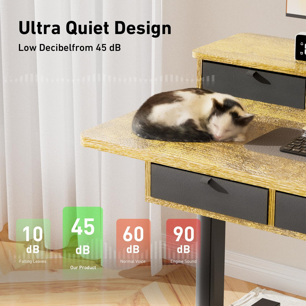 XINYAO Electric Standing Desk with 5 Drawers, Height Adjustable Desk 63 x 30 Inches Stand Up Desk, Ergonomic Desk with Wider Larger Desktop,Double Beam Standing Office Computer Desk (Rustic Brown) XINYAO