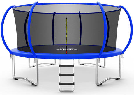 Zupapa 1500LBS Weight Capacity No-Gap Design Kids Trampoline 16FT 15FT 14FT 12FT 10FT Outdoor Safety Enclosure Trampolines with Non-Slip Ladder for Children, Adults & Family Backyard Fun Zupapa