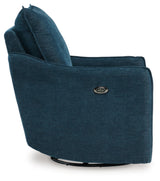 Signature Design by Ashley McBurg Contemporary Swivel Power Recliner with USB Ports, Blue Signature Design by Ashley