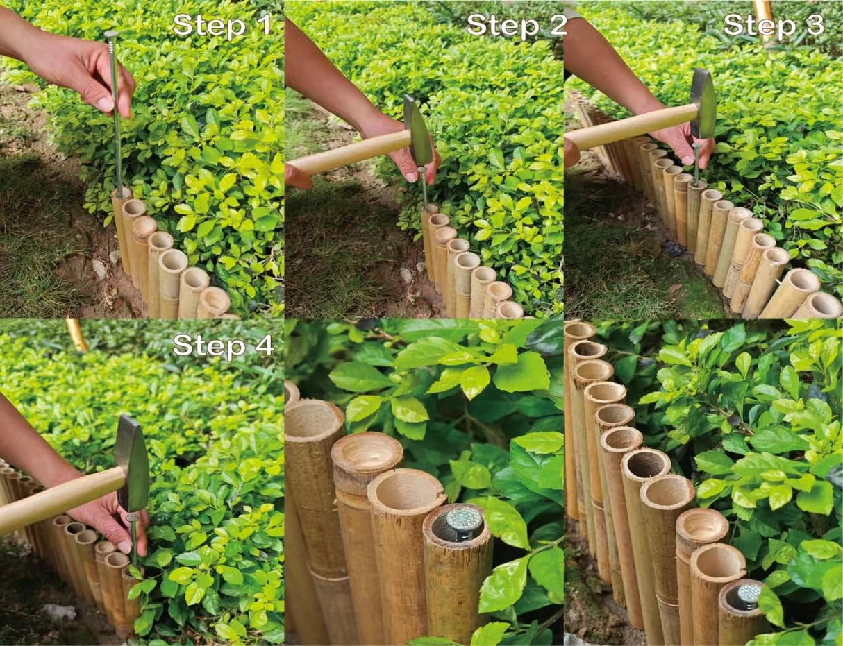 Bamboo Short Fence Outdoor Landscape Edging Flexible Decorative Border 7.8'' H x 47'' L HTWNK