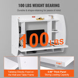 VEVOR Floating Wall Mount Computer Desk Socket and 70.9 in (1.8 m) Power Cord for Home Office, Space Saving with Storage Shelves and Cubby, White VEVOR