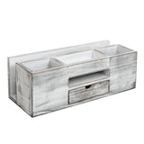 Liry Products Whitewashed Wooden Desktop Organizer Multiple Compartments Rack Shelf Drawer Tabletop Wood Storage Cabinet Office Supplies Caddy Document Stationery Holder Accessory Sorter Vanity Home ExoLiry