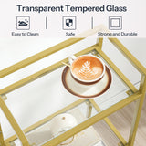 HOOBRO Gold Glass Shelf Stand, 4 Tier Standing Shelf Unit, Bathroom Organizer and Storage, Floor Storage Shelves Waterproof, for Bathroom, Laundry, Toilet, Tempered Glass, Gold GD79CJ01