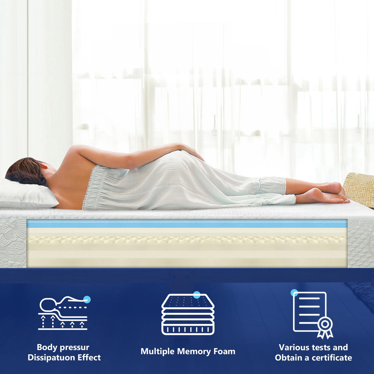 Olee Sleep Full Mattress, 8 Inch Gel Memory Foam Mattress, Gel Infused for Comfort and Pressure Relief, CertiPUR-US Certified, Bed-in-a-Box, Medium Firm, Full Size Olee Sleep