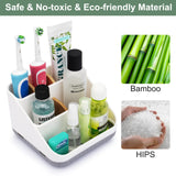 Chintu Bathroom Toothbrush Holders for Countertop - Electric Toothbrush Organizer 6 Slots Tooth Brush Organization for Kids Family, Toothpaste Holder for Bathroom Vanity Organizer Storage White Chintu