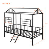 Harper & Bright Designs Metal Twin Size House Loft Bed for Kids, Low Loft Bed with Roof and Ladder, Junoir Loft Bed Twin for Girls Boys,Playhouse Bed Frame, Black Harper & Bright Designs