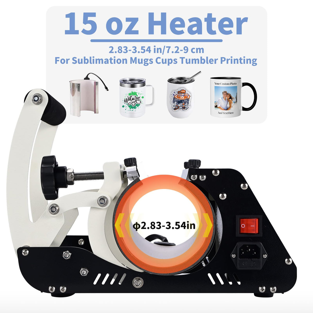 ColorSub 3 in 1 40 OZ Tumbler Heat Press Machine 11 OZ 15 OZ Mug Press Sublimation Machine for Sublimation 40 OZ Tumbler with Handle Straight Tumblers Bottles Mugs Glass Cup Printing White ColorSub