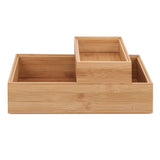 Navaris Bamboo Storage Boxes - Set of 2 Wood Stackable Box Organizers for Bedroom, Kitchen, Bathroom, Living Room, Makeup, Jewelry, Accessories Navaris