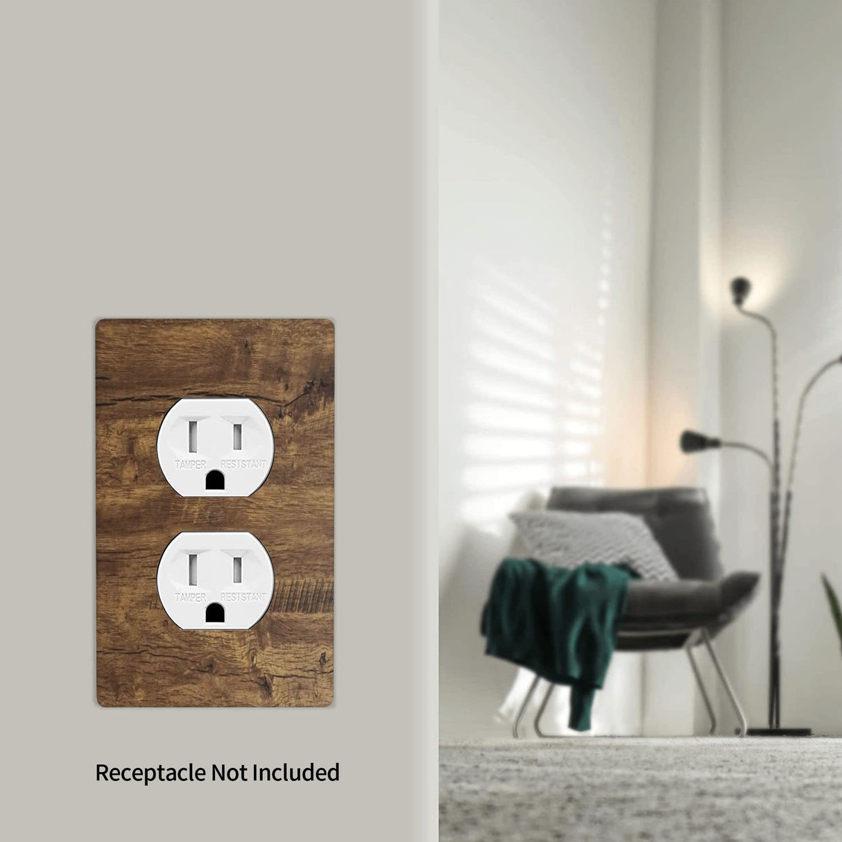 Rustic Wood Print Outlet Covers Wall Plate Single Duplex Receptacle Cover Electrical Outlet Plate Brown Farmhouse Decorative Switch Plate，4.50 x 2.76 Inch YWTZWT