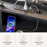 Rolanstar Vanity Desk with LED Lighted Mirror, Makeup Vanity with 4 Fabric Drawers, Power Outlet, Modern Vanity Desk for Bedroom & Dressing Room, Black Rolanstar