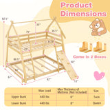 Giantex Twin Over Queen Bunk Bed, Wood House Bunk Bed for Kids with Climbing Nets and Ramp, Floor Queen Size Bunk Beds with Safety Guardrail, No Box Spring Needed, for Boys Girls Adults (Natural) Giantex