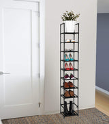 FIDUCIAL HOME 10 Tiers Shoe Rack Space Saving Vertical Single Pairs Sturdy Shoe Shelf Storage Organizer FIDUCIAL HOME