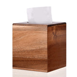 KYDIFS Tissue Box Cover Square, Acacia Wood Tissue Box Holder with Slide-Out Bottom, Wooden Tissue Box Cover Cube for Bathroom, Bedroom, Dinner Table, Office,Kitchen(Square) KYDIFS
