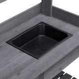 Yaheetech Outdoor Potting Bench Table Potters Benches Garden Workstation for Horticulture with Drawer/Adjustable Shelf Rack/Removable Sink/Hooks/Pads, Gray Yaheetech