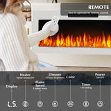 LEMBERI Fireplace tv Stand with 36 inch White Fireplace Up to 80" TVs,LED Light Entertainment Center and Storage, 70" Modern Wood Media TV Console with Highlight Cabinet for Living Room LEMBERI