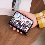 yzARTche Diamond Art Painting Credit Card Wallet, RFID Blocking 5D Gem Art PU Leather Zipper Card Holder Wallet for Women-01-LOVE Dog yzARTche