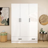 WonderWard Wardrobe Closet, Armoire Wardrobe Closet with 2 Drawers, Closet Cabinet with Clothing Rods, Wardrobe Cabinet with 3 Doors, Wooden Closet with Shelves, Armario De Ropa Closet WonderWard