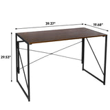 ZenStyle Folding Computer Desk, Writing Study Desks for Home Office, Corner Laptop Gaming Folding Table with Metal Frame, 39 Inches,Brown ZenStyle