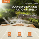 Ayge 10ft Offset Cantilever Hanging Outdoor Patio Umbrella Market Umbrella UV Resistant with Easy Tilt,Heavy-Duty Pool Umbrella for Lawn, Backyard,Garden,Yard,Beige Ayge