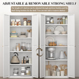 FATIGOS 71" H Kitchen Pantry Storage Cabinet, Metal Food Pantry Cabinets with Doors and Adjustable Shelves, White Kitchen Storage Cabinet, Cupboard for Dining Room, Living Room and Bathroom FATIGOS