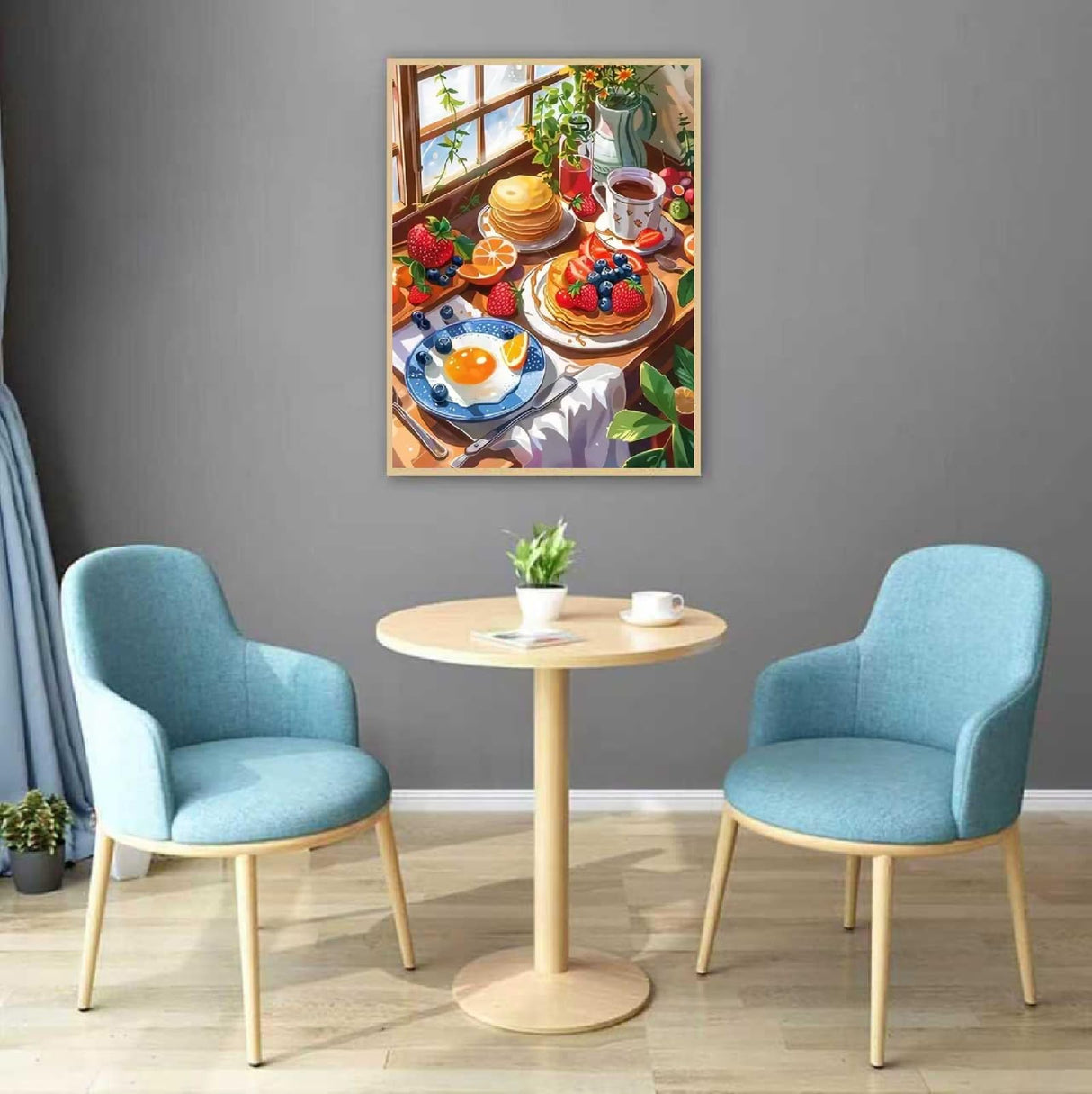 JFYHAB Breakfast Morning Diamond Art Painting Kits for Adults, Full Drill Food Diamond Dots Paintings for Beginners, Round 5D Paint with Diamonds Pictures Gem Art Painting Kits Crafts 11.8x15.7inch JFYHAB